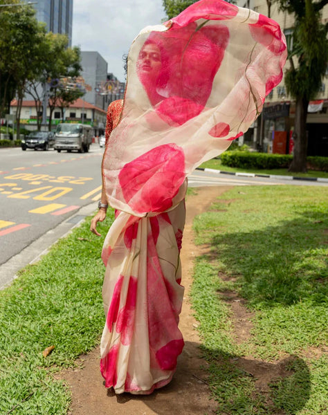 Lightweight Viscose Organza Floral Saree