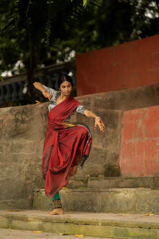 Maroon Cotton Handloom Saree