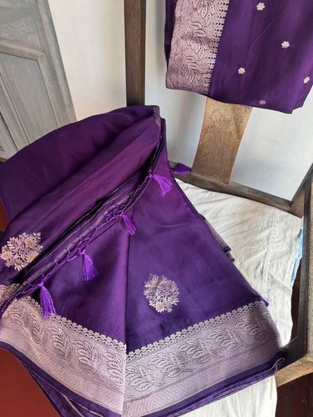 Purple Mashru Soft Silk Saree