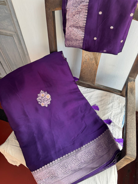 Purple Mashru Soft Silk Saree