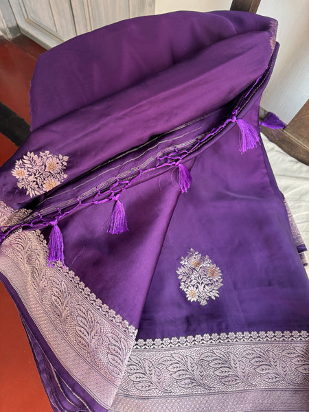 Purple Mashru Soft Silk Saree