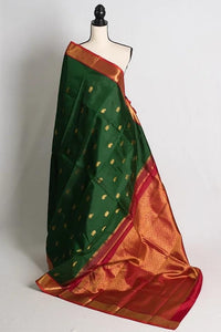 Korvai Kanchipuram Silk Saree in Green