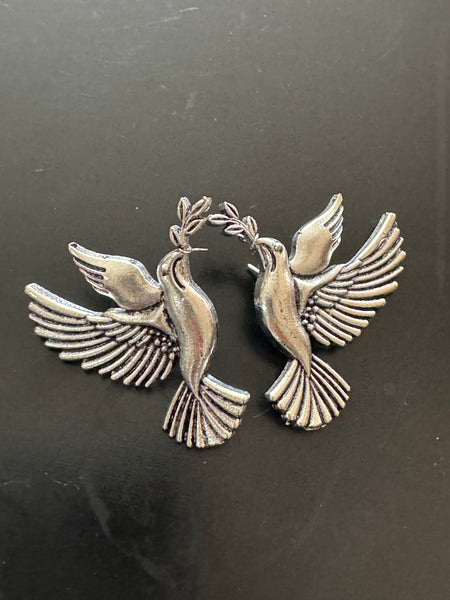 German Silver Oxidized Bird Earrings