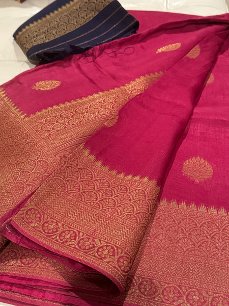 Magenta Mauve Tussar Silk Saree