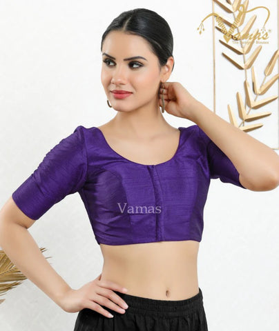 Vamas Brinjal Brocade Front Open Blouse