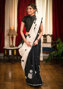 BENGAL HANDLOOM COTTON SAREE WITH DESIGNER APPLIC WORK