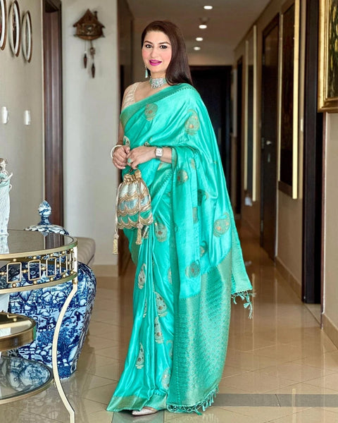 Green Woven Banarasi Silk Saree