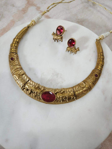 Rajwadi polish hasli necklace set