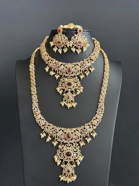 Ruby Traditional Guttapusalu Haram-Jewelry Set