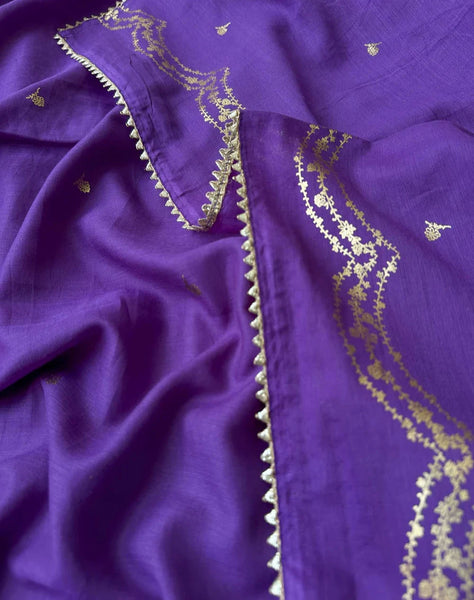 Light Weight Purple Cotton Viscose Saree