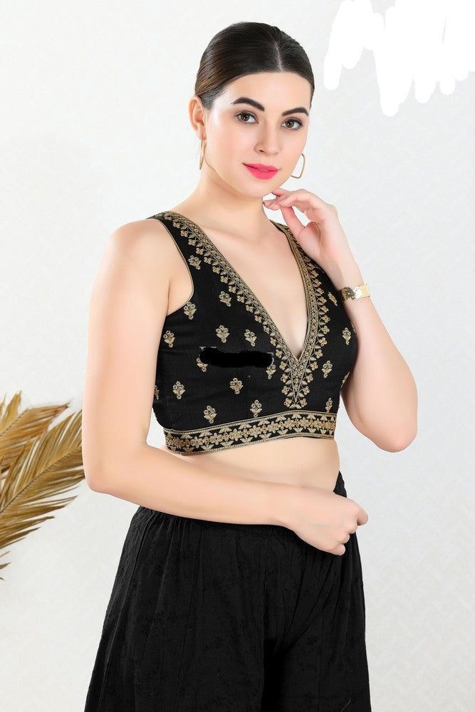 Black Taffeta Sleeveless Blouse