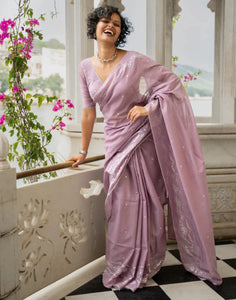 Light Weight Lavender Cotton Viscose Saree