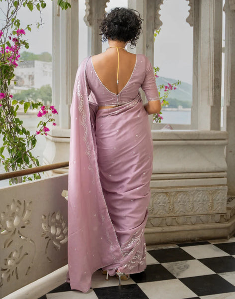 Light Weight Lavender Cotton Viscose Saree