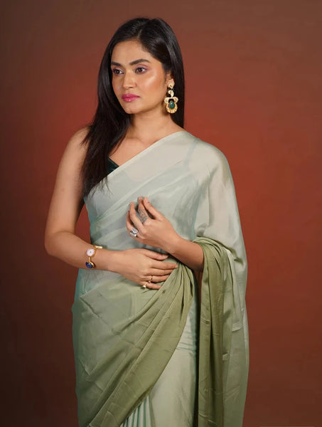 Green Ombré Georgette Silk Saree