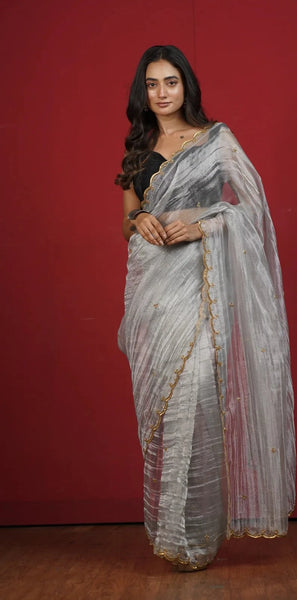 Silver Tissue Sequins Piyali Saree