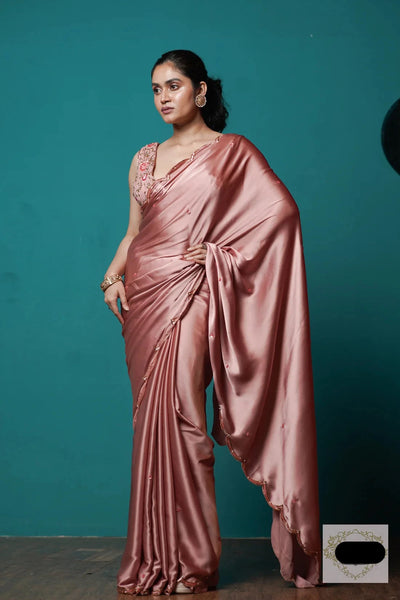 Rose Gold Satin Silk Sundowner Cocktail Saree