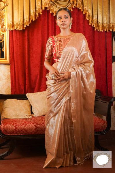 Ivory With Gold Shine Transparent Tissue Saree