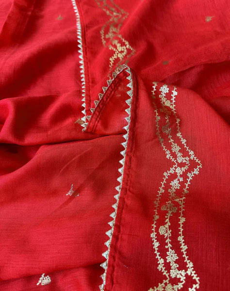 Light Weight Red Cotton Viscose Saree