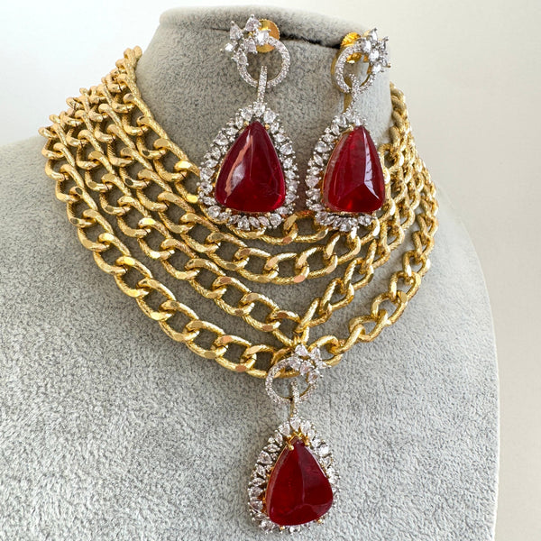 Victorian Ruby Doublet Statement Choker Necklace