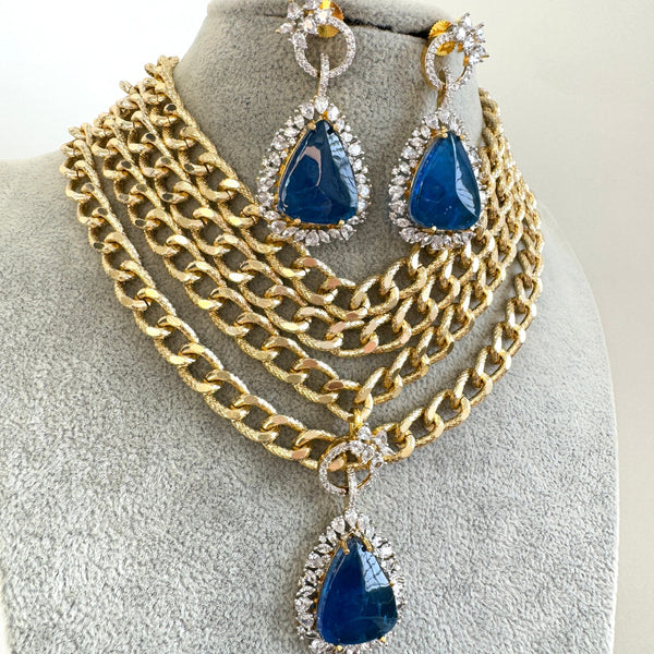 Victorian Blue Doublet Statement Choker Necklace