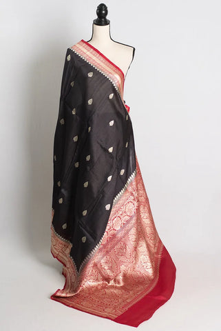 Tussar Georgette Banarasi Saree in Black