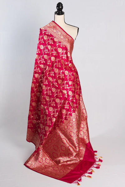 Hot Pink Bridal Banarasi Silk Saree