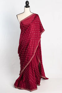 Satin Silk Saree with Embedded Crystal