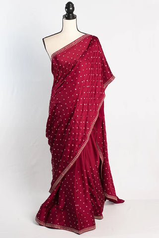 Satin Silk Saree with Embedded Crystal