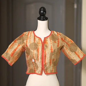 Readymade Orange and Gold Cotton Silk Designer Choli Blouse