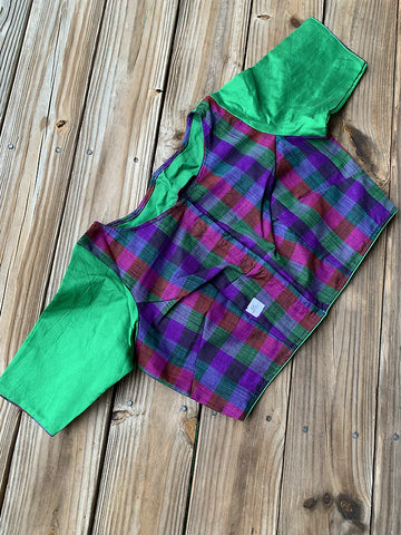 Readymade Purple and Green Checks Designer Cotton Blouse