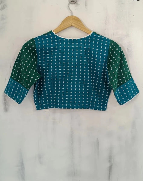 Readymade Elegant V-Neck Green Cotton Blouse