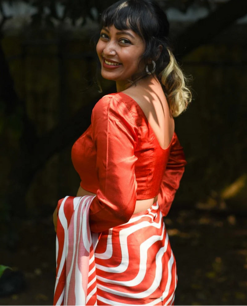 Red Full Sleeve Padded Blouse