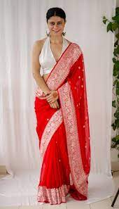 Pure Red Khaddi Chiffon Silk