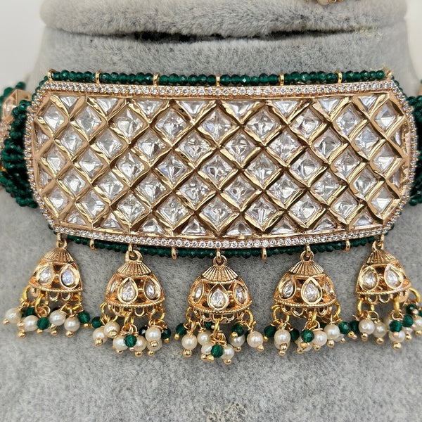 Green Tyaani Kundan Bridal choker with Earrings