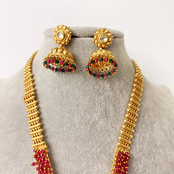 Long gold plated Kundan mala Necklace