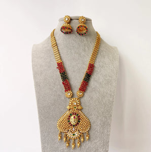 Long gold plated Kundan mala Necklace