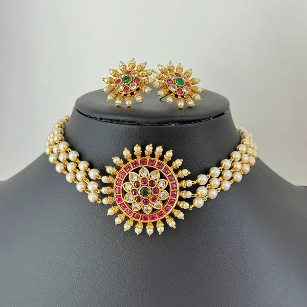 Antique Rajwadi Gold Pearl Choker Set