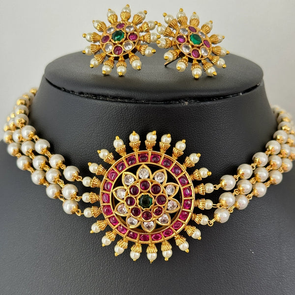 Antique Rajwadi Gold Pearl Choker Set