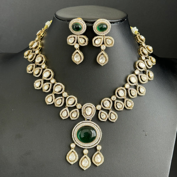 Green Victorian moissanite polki Necklace,Sabyasachi Necklace