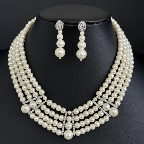 White Pearl CZ choker set