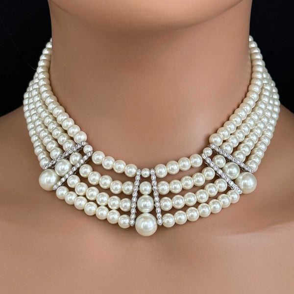 White Pearl CZ choker set