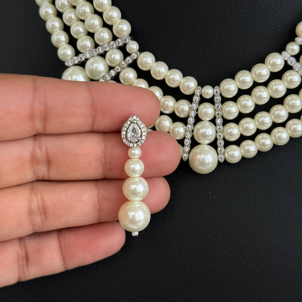 White Pearl CZ choker set