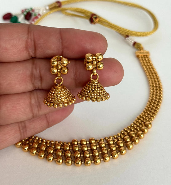 Antique Gold Necklace with Earrings