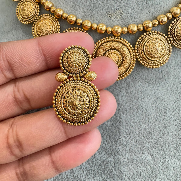 Antique Gold Necklace South Indian Guttapusalu Jewelry