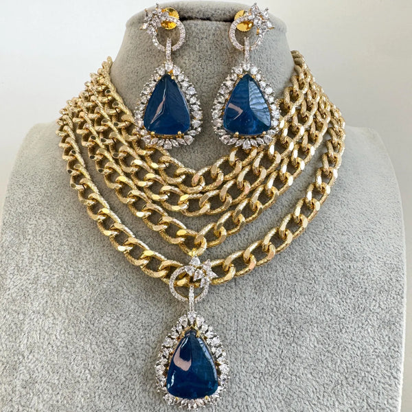 Victorian Blue Doublet Statement Choker Necklace