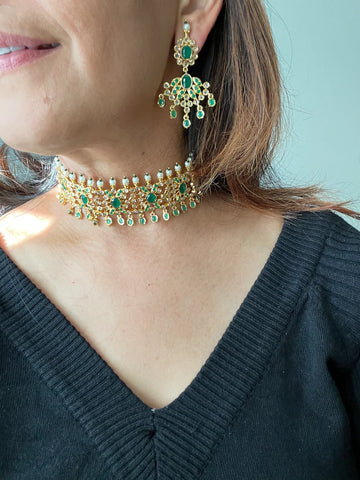 Green Jadau choker set