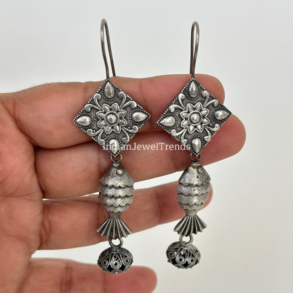 German Silver Oxidized Earrings