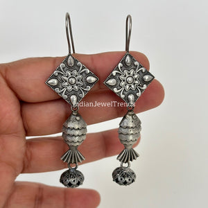 German Silver Oxidized Earrings