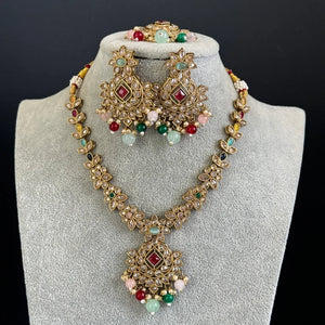 Multicolor Kundan Antique Finish necklace