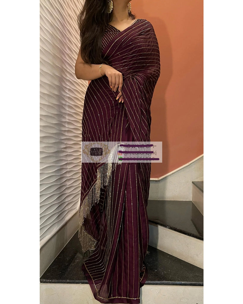 Buy Burgundy Saree For Women - Absolutely Desi